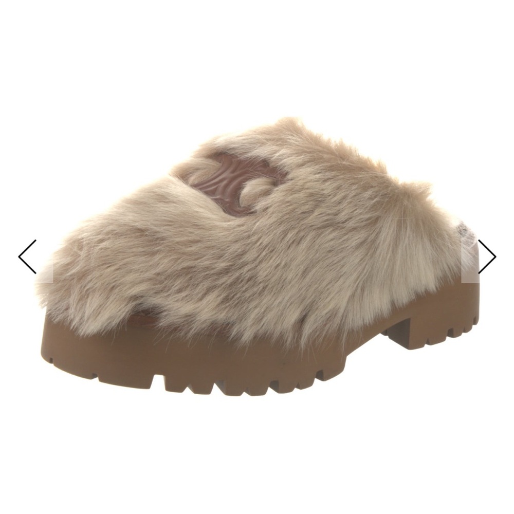 Celine REAL LAMB  Fur Mules - Cream and Brown barely worn